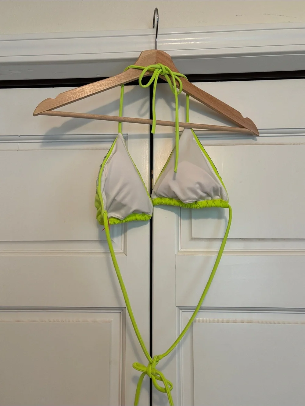 2012 Victoria Secret Neon Lime Beaded Triangle Bikini Top